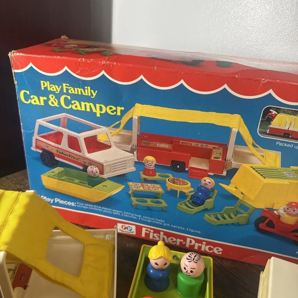 Vintage Fisher‎ Price Little People #992 Pop Up CAR & CAMPER Complete HTF BOX